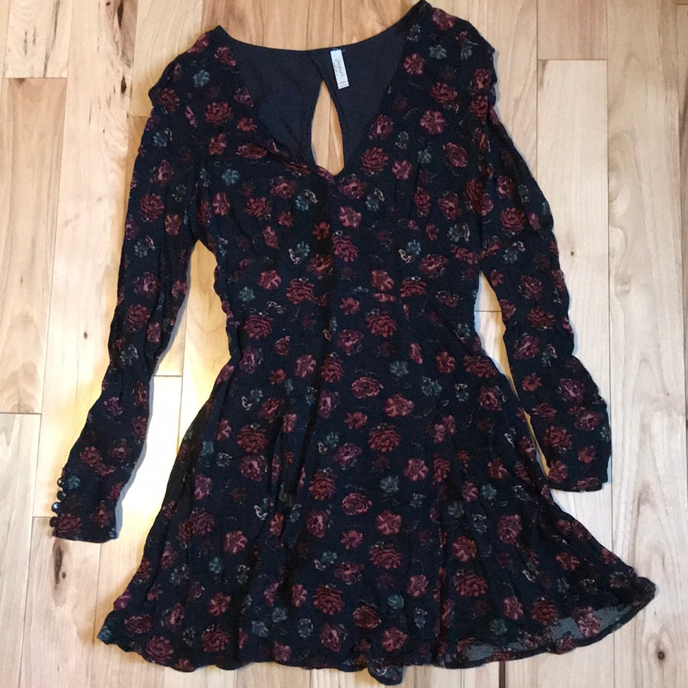 Floral red and black free people dress